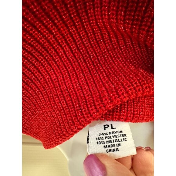 Ruby Rd. Petite Large New Red Cowl Neck Sweater Rhinestone Accents Long Sleeve - Picture 7 of 9